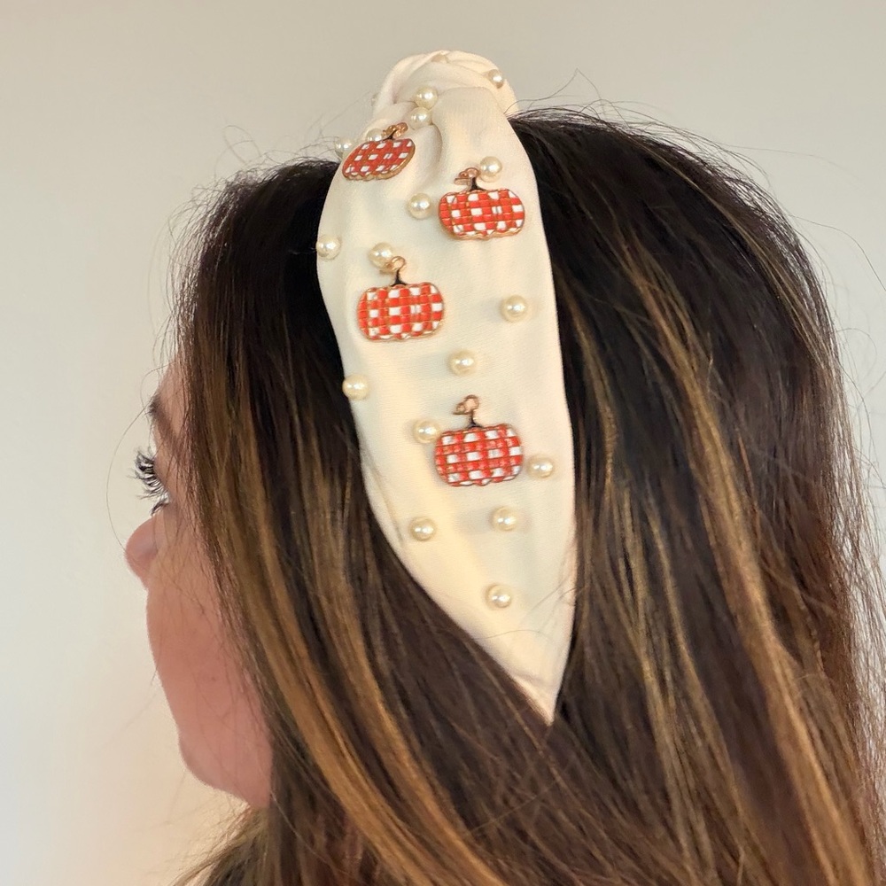 Fall Headband with Pearls and Pumpkins - NWOT